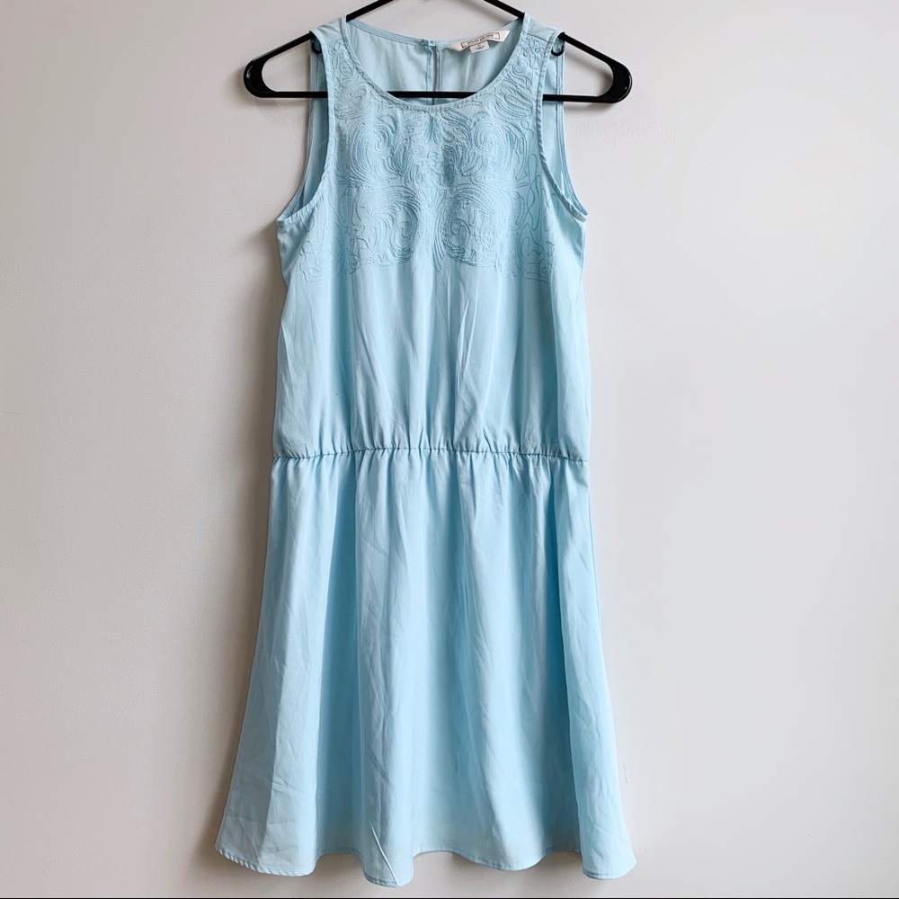 Adam Levine Blue Embroidered Yoke Dress